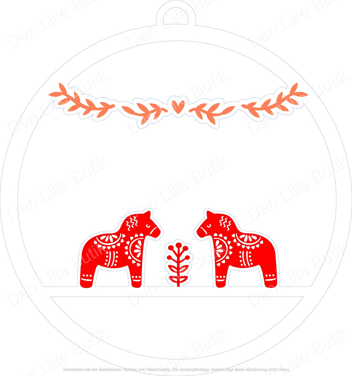 SVG Datei Kranz mit Elch oder Dala Pferd Motiv