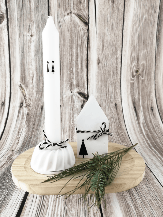Geschenk Seit Geburtstag Gugelhupf und Haus und personalisierter Kerze