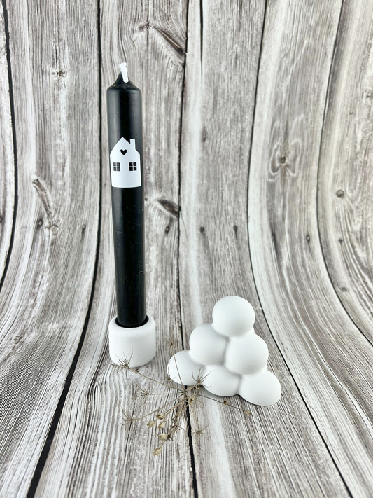 Mini Kerzenhalter mit personalisierter Kerze und Haus Motiv