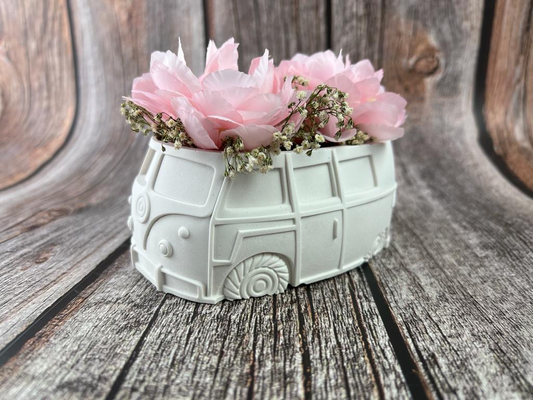 Hochzeitsgeschenk Bulli aus Raysin mit Trockenblumen