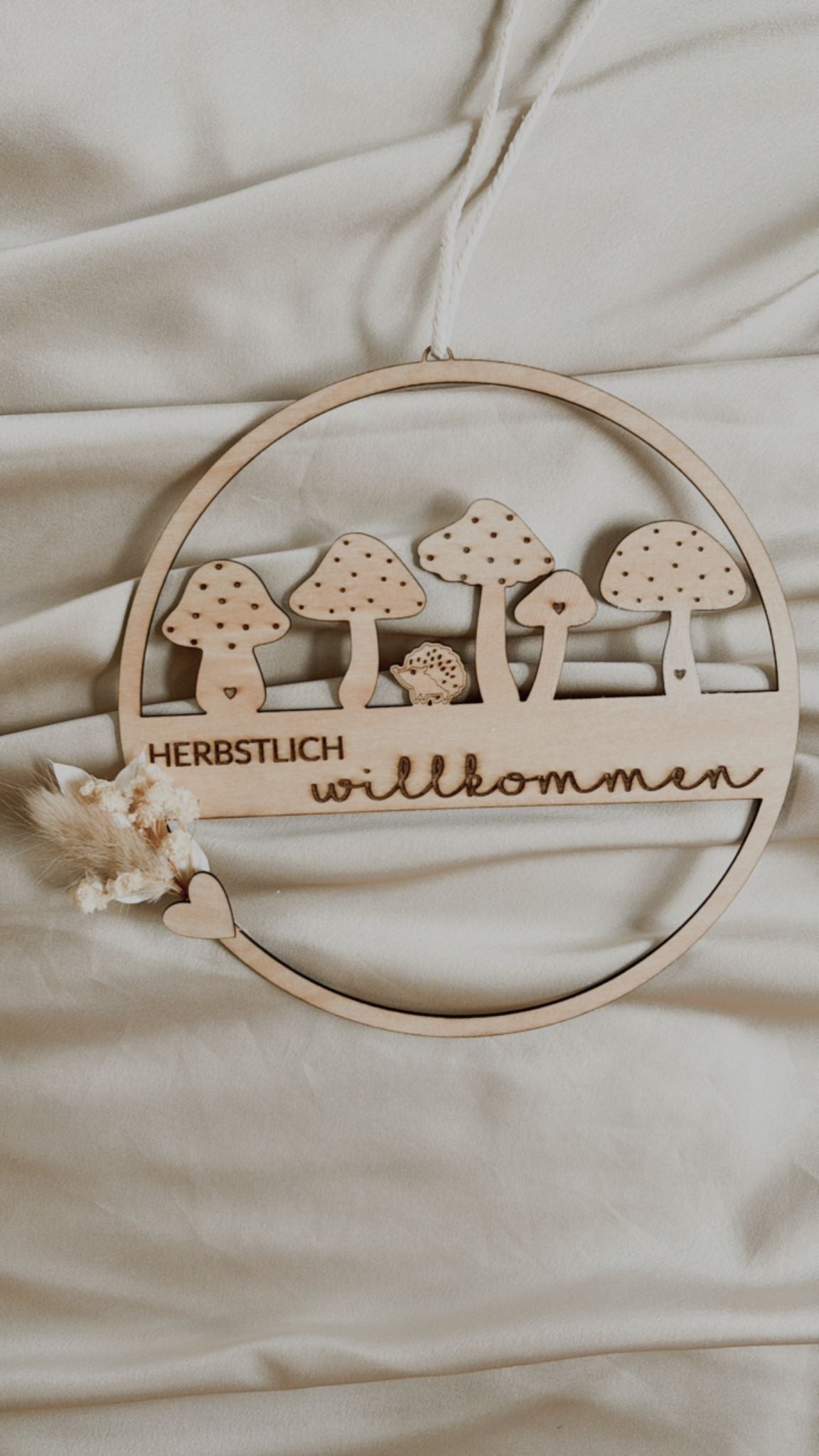 Deko Türkranz Herbstlich willkommen und Pilzmotiven